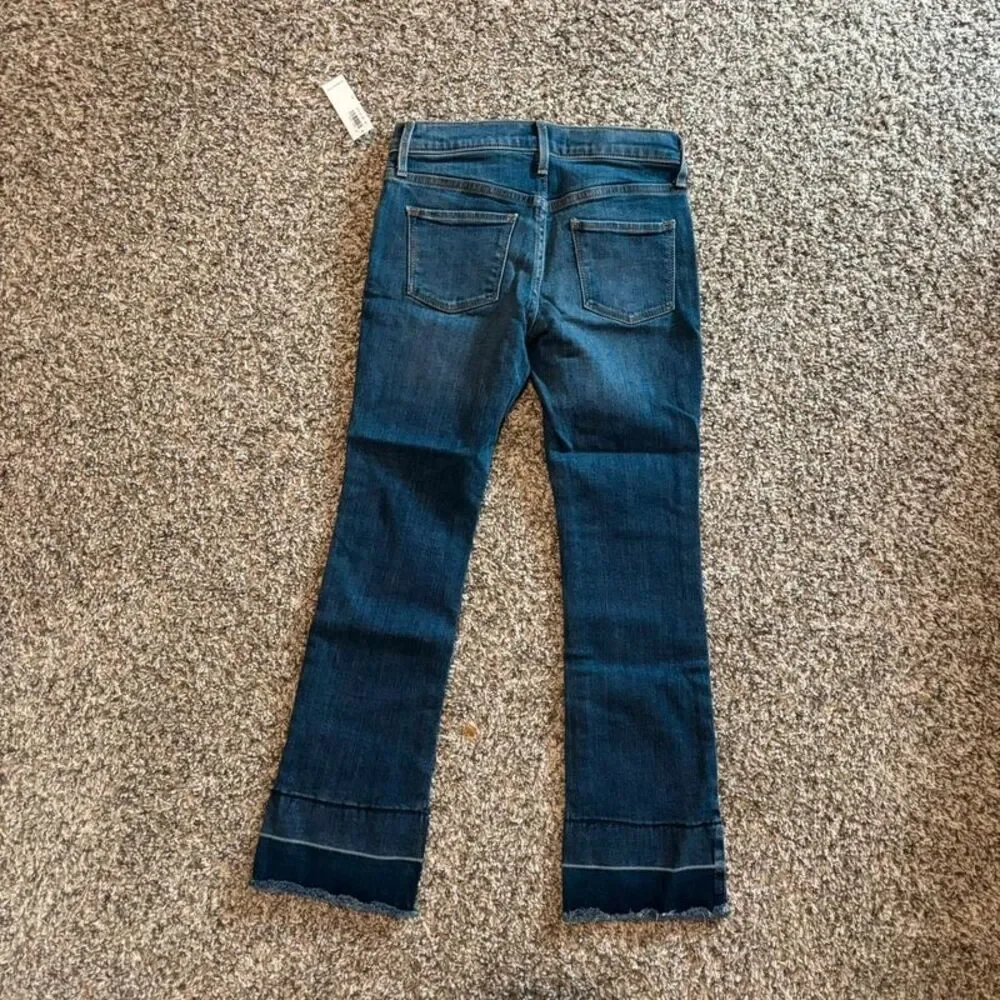 Old Navy Girls 7 Bootcut Jeans Distressed Raw Hem Stretch Denim